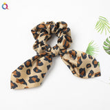 Leopard Bowknot Elastic Hair Band Women Solid Color Scrunchie Girls Hair Tie Ponytail Holder Headband Hair Rope Hair Accessories