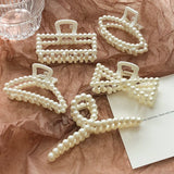 Korean Imitation Pearl Hairpins Geometric Hair Claws Bath Large Catch Clip Shark Clip Back Head Hair Clip Women Hair Accessories