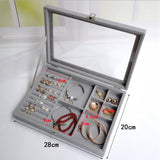 Hot Sales Fashion Portable Velvet Jewelry Ring Jewelry Display Organizer Box Tray Holder Earring Jewelry Storage Case Showcase