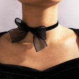 New Sexy Collar Black Lace Bow Choker Velvet Clavicle Choker INS Style Short Necklace for Women Jewelry Wholesale