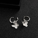 Mtcytea Long Tassel Butterfly Drop Earrings Silver Color Fashion Hanging Women Earrings Summer Jewelry Girls Party Gift