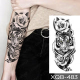 Waterproof Temporary Tattoo Sticker Black Dragon Snake Peony Rose Totem Flash Tatto Women Men Dark Sexy Waist Arm Fake Tattoos