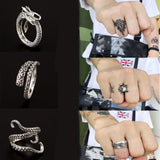 SOHOT Vintage Animal Shape Adjustable Punk Style Opening Men Charm Rings Chic Octopus Eagle Dragon Dog Peacock Jewelry Bijoux