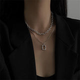 Mtcytea  New Senior Fashion Women Pendant Necklaces Fine Double Link Chain Metal Heart Party Necklace Jewelry Gift