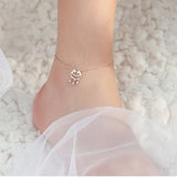 VENTFILLE 925 Sterling Silver Double Layer Anklet for Women Geometric Disc Anklet Bracelet Summer Jewelry