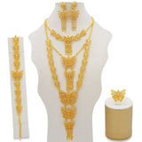 Mtcytea Jewelry Sets Gold Necklace & Earring Set For Women African France Wedding Party 24K Jewelery Ethiopia Bridal Gifts