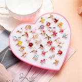 Mtcytea  10PCs/Lot Hot Sale Kids Cute Cartoon Rings Flower Animal Shape Ring Set Mix Finger Jewelry Creative Accessories Girl Child Gifts