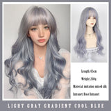 Lolita White Gold Highlight Pink Synthetic Big Wave Wig With Air Bangs Women's Cosplay Natural Heat Resistant Wig.