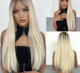 Cosplay Silver Gray Wig for Women Natural Long Silk Straight Hair Wigs With Bangs For Women Girl Heat Resistant Fiber