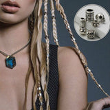 Mtcytea 5 Pcs Retro Silver Metal Hair Braid Dread Dreadlock Beard Beads Rings Tube Appro 6mm Inner Hole Jewelry 40 Style