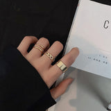 Mtcytea Gold Color Round Geometric Finger Rings Set for Women  Classic Circle Open Ring Joint Ring Female Jewelry