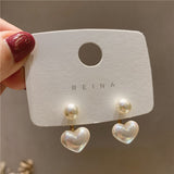 New Fashion Korean Drop Earrings For Women White Enamel Double Heart Korean Jewelry Female Earring Girls Gift