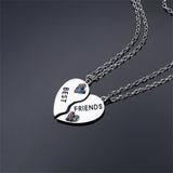 2 Piece Set  Necklace Metal Couple Pendant Necklace Collar Best Friend Bff Friendship Fashion Gift Jewelry Wholesale