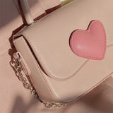 Pink Heart Girly Small Square Shoulder Bag Fashion Love Women Tote Purse Handbags Female Chain Top Handle Messenger Bags Gift