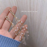 Alloy Earrings for Women Fashion Long retro Tassel Jewelry Pearl Earrings Jewelry accessories