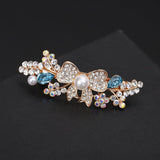 Mtcytea Korean version of the retro crystal flower spring clip hairpin bow hairpin temperament female fashion hairpin hair accessories