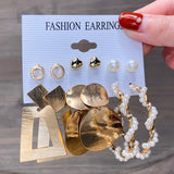 Fashion Gold Hoop Earrings Set Women Pearl Hoop Earrings Oversize Metal Circle Punk Earring Female Fashion Jewelry