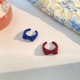 Flocking Bears Finger Ring Open Adjustable Sweet Cute Bear Rings Cartoon Index Ring Handmade Plush Bear Bowknot Jewelry Gift