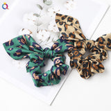 Leopard Bowknot Elastic Hair Band Women Solid Color Scrunchie Girls Hair Tie Ponytail Holder Headband Hair Rope Hair Accessories