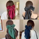 Solid Color Bow Ribbon Hair Clip New Women Large Bowknot Barrettes Women Ponytail Clip Headband Girls Hair Accessories Gift