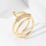 Korea New Fashion Jewelry Exquisite 18K Real Gold Plated AAA Zircon Ring Elegant Women's Opening Adjustable Wedding Gift