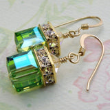 Trendy Silver Color Inlaid with Green Stones Drop Earring Women Shining Zircon Hook Dangle Earrings Wedding Jewelry