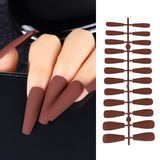 24Pcs Matte Long Ballerina False Nails Tips Colorful Coffin Full Cover Fake Nails With Glue Nail Art Decor Manicure Extension