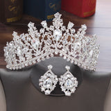 Baroque Crystal Water Drop Bridal Jewelry Sets Rhinestone Tiaras Crown Necklace Earrings for Bride Wedding Dubai Jewelry Set