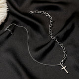 Simple Fashion Korean Stainless Steel Infinity Charm Cross Pendant Women Jewelry Necklace Gift Girl Jewelry Hot Sold