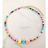 Bohemia Multilayer Smiley Pearl Rainbow Beaded Choker Necklace For Women Acrylic Fruit Heart Beads Chain Necklaces Beach Jewelry