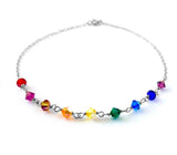 Chakra Gemstone & Lotus Charm Anklet - 7 Chakra Ankle Bracelet - Yoga Ankle