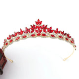 Mtcytea Hot Sale Crowns Simple Leaves Rose Gold Red Blue Tiaras Headdress Crystal Wedding Bride de Noiva Headband Festival Hair Jewelry