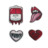 8 Pcs Halloween Charms Creepy Vampire Lips Blood Bag  Bite Me Murder Heart Flatback Acrylic Jewlery Findings For Jewelry Diy