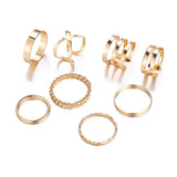 10pcs Punk Gold Color Chain Rings Set For Women Girls Fashion Irregular Finger Thin Rings Gift Female Knuckle Jewelry Party