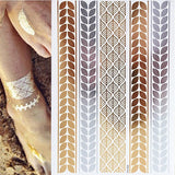 1 sheet Flash Boho Metallic Gold Feathers Shimmering Jewellery Festival Temporary Tattoo