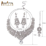 Mtcytea C30 Wedding Forehead Chain Necklace Earrings Set Dubai Jewelery Set Gifts for Women Indian African Bridal Hair Accessories