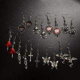 Gothic Vintage Punk Bat Skull Butterfly Dangle Earrings Exquisite Skull Peach Heart Cross Earings Fashion Jewelry for Women