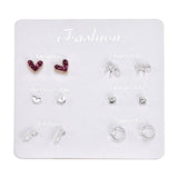 New Fashion Women 9pair/set Flower Pearl Alloy Ear Earring Cute Crystal Wedding Jewelry Gifts For Girl korean fashion