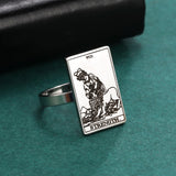 Mtcytea Skyrim Tarot Cards Rings for Women Men Stainless Steel Esotericism Divination Magic Ring Band Major Arcana Amulet Jewelry Gift