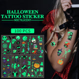 New Halloween tattoo stickers waterproof sweat fluorescent disposable tattoo stickers children cartoon face tattoo stickers