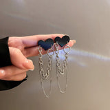 New Earrings Jewelry Fashion Personality Metal Pendant Heart-shaped Tassel Korean Fashion Earrings for Women Gift Pendientes