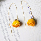 Mtcytea Women Natural Dried Flower Earrings Imitation Colors Rose Drop Earring Party Real Dry Flower Jewelry