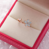 New Fashion Crystal Zircon Rings Sweet Flower Leaf Butterfly Adjustable Open Rings Female Wedding Engagement Jewelry Gift