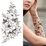 Mtcytea Death Skull Flower Temporary Tattoo For Women Girls Snake Bird Peony Tattoo Sticker Black Fake Blossom Sexy Tatoo Transfer Adult