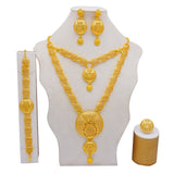 Mtcytea Jewelry Sets Gold Necklace & Earring Set For Women African France Wedding Party 24K Jewelery Ethiopia Bridal Gifts