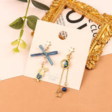 Trendy Asymmetric Dangle Earrings For Women Shiny Crystal Flower Butterfly Long Tassel Cute Cat Earring Sweet Jewelry