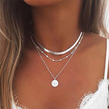 Mtcytea  Bohemia Multilayer Necklace For Women Gold Silver Color Pearl Choker Necklaces New Neck Jewelry Collier Femme