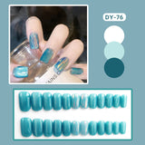 Mtcytea 24pcs Shiny Crystal Ballerina Press on Nail Cat Eye False Nail Patch Full Finished Purple Blue Glitter Wearable Manicure Tips