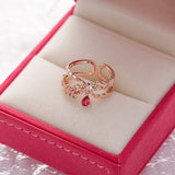 New Fashion Crystal Zircon Rings Sweet Flower Leaf Butterfly Adjustable Open Rings Female Wedding Engagement Jewelry Gift