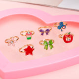 Mtcytea  10PCs/Lot Hot Sale Kids Cute Cartoon Rings Flower Animal Shape Ring Set Mix Finger Jewelry Creative Accessories Girl Child Gifts